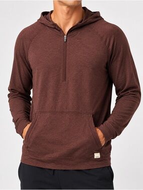 Vuori Ponto Performance Half Zip Hoodie Sz M Mahogany Heather EUC